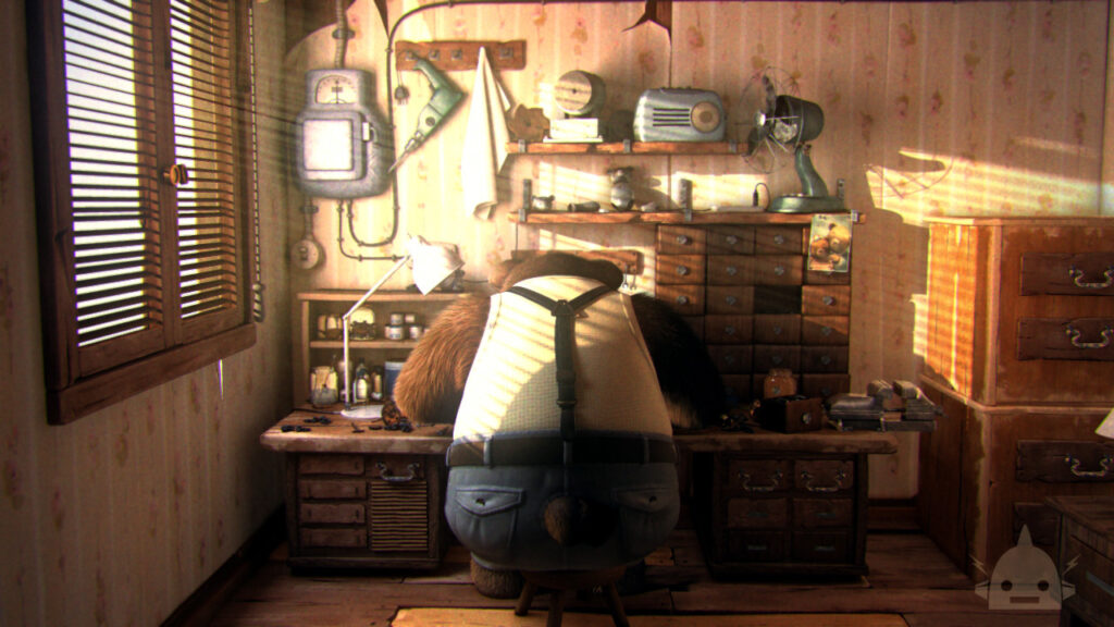 Historia de un oso, animación, oso trabajando